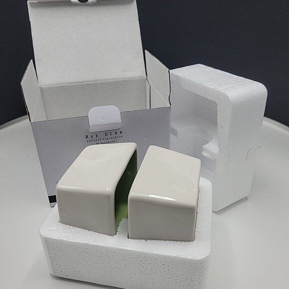 Rae Dunn Artisan Savor & Enjoy Square Bowl Set 3" x 3" x 3" Ceramic DW/Micro NEW - Picture 3 of 9